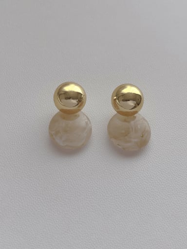 N58 beige Brass Acrylic Geometric Minimalist Drop Earring