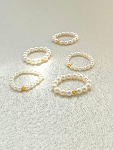 Brass Imitation Pearl Geometric Minimalist Bead Ring