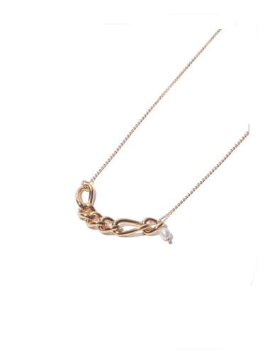 Brass Imitation Pearl Locket Minimalist Necklace