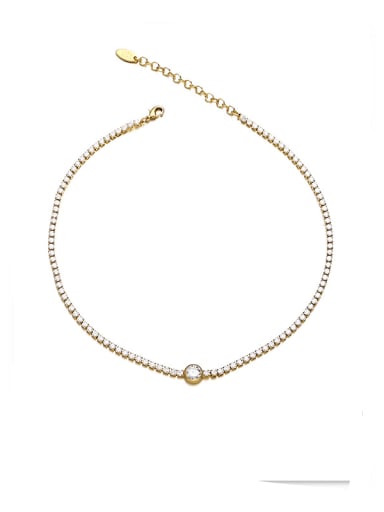 Gold necklace Brass Cubic Zirconia Hip Hop Geometric Bracelet and Necklace Set
