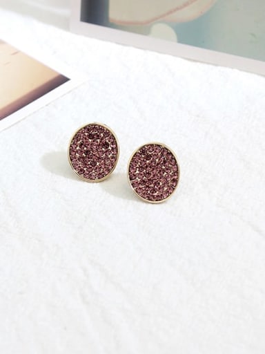 Copper Cubic Zirconia Round Dainty Stud Trend Korean Fashion Earring