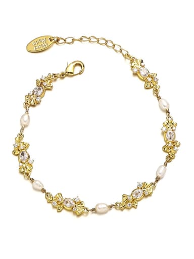 Bracelet Brass Freshwater Pearl Irregular Vintage Necklace