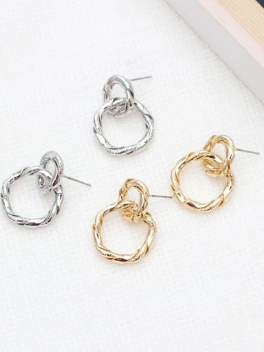Copper Hollow Round Minimalist Drop Trend Korean Fashion Earring