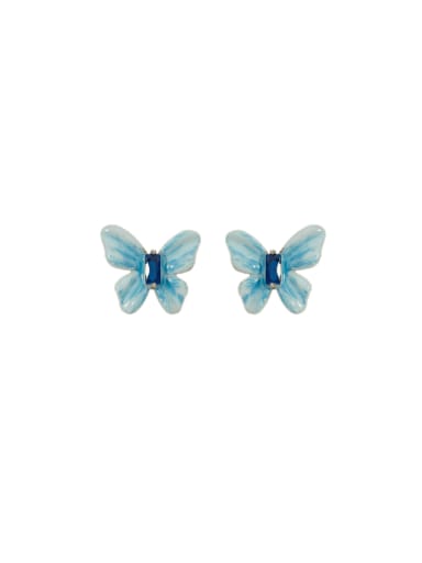 Brass Enamel Butterfly Minimalist Clip Earring