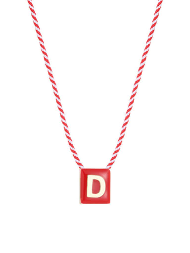 Letter D Brass Enamel Message Cute Necklace