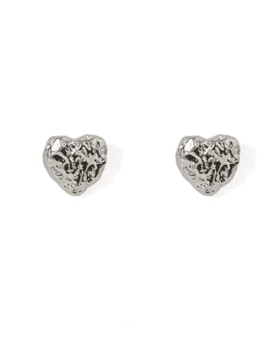 Heart shaped Silver Brass Irregular geometry Vintage Stud Earring