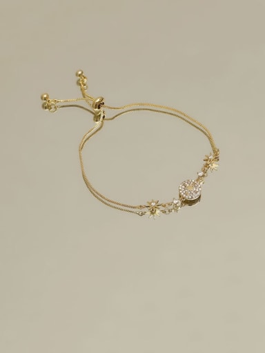 Copper zircon adjustable round bracelet