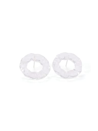White transparent color Hand Glass Clear Round Minimalist Stud Earring