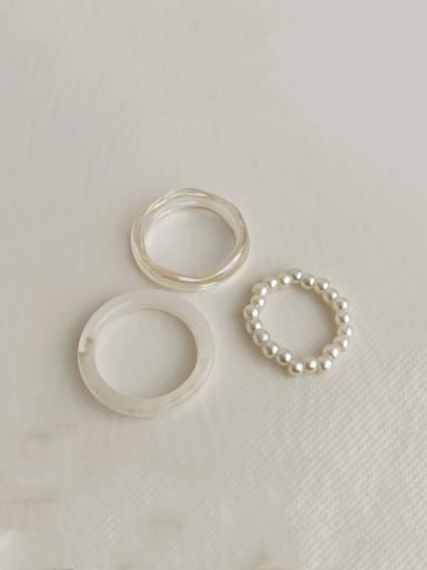 Transparent three piece ring set Resin Geometric Vintage 3-piece niche ring joint ring  Stackable Ring