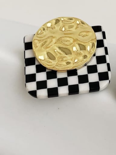 Alloy Resin Geometric checkerboard Vintage Stud Earring