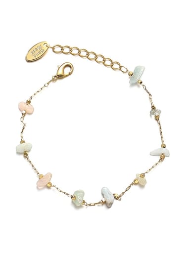Brass Natural Stone Minimalist Irregular  Bracelet and Necklace Set