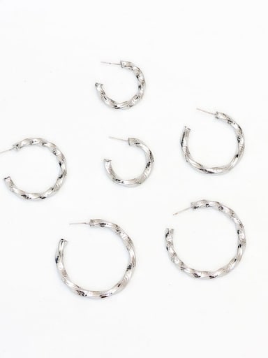 White K medium Copper Round Minimalist Hoop Trend Korean Fashion Earring