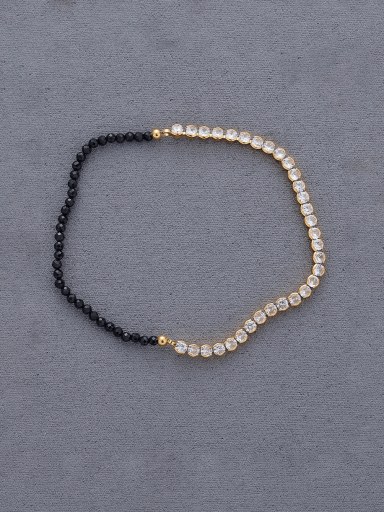 Brass Cubic Zirconia Geometric Vintage Handmade Beaded Bracelet