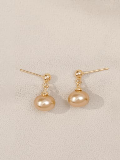 Brass Enamel Round Bead Minimalist Drop Earring