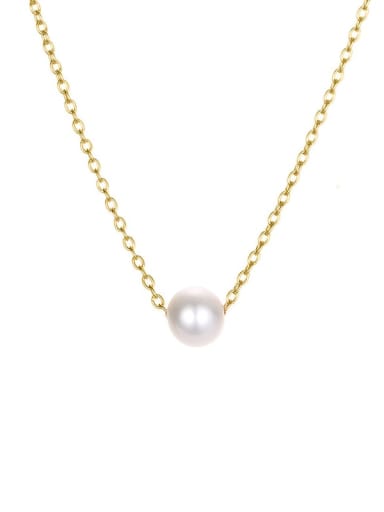 golden Stainless steel Imitation Pearl Round Minimalist Necklace