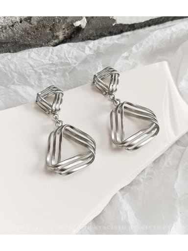 Copper Hollow Triangle Minimalist Drop Trend Korean Fashion Earring
