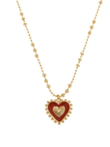 Heart Necklace Brass Enamel Minimalist Heart Earring and Necklace Set