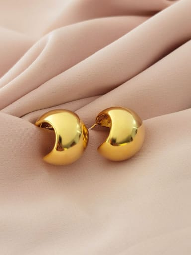 Brass  Minimalist  Smooth Geometric  Stud Earring