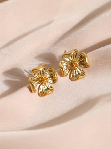 Brass Flower Minimalist Stud Earring