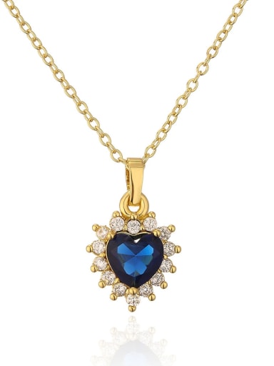21989 Brass Cubic Zirconia Heart Vintage Necklace