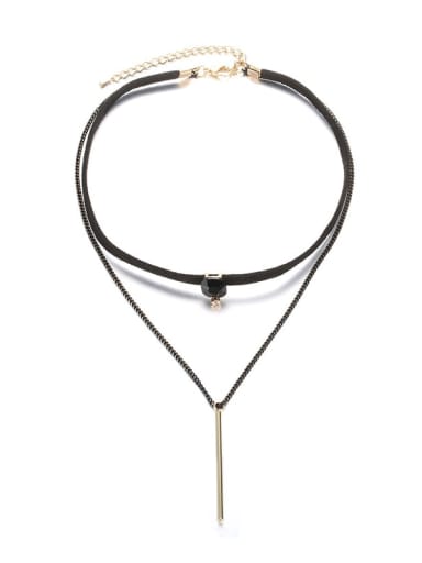 Brass Leather Tassel Minimalist Multi Strand Necklace