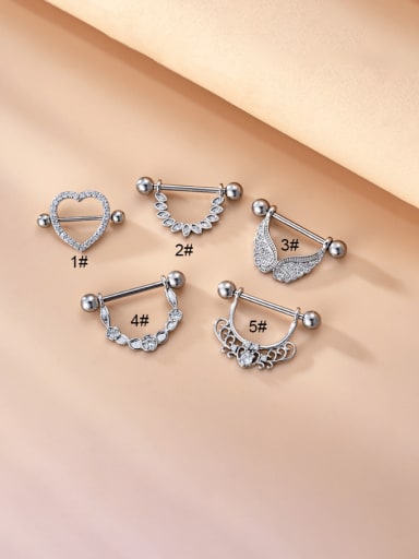 custom Brass Cubic Zirconia Wing Hip Hop Nipple Jewelry