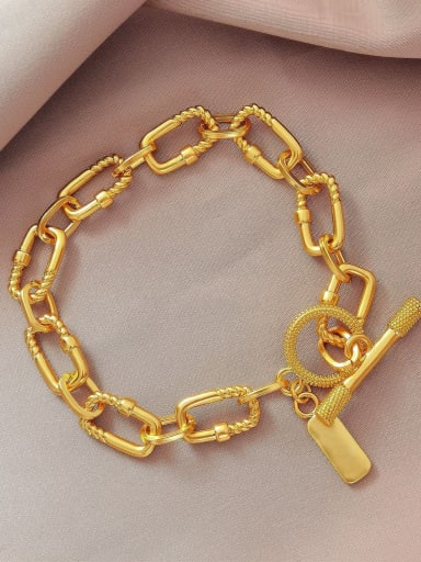 Brass Hollow Geometric  China Vintage Link Bracelet