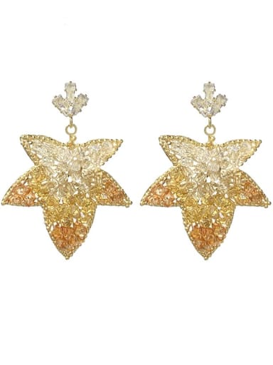 Brass Imitation crystal  Maple leaf  Ethnic Drop Earring