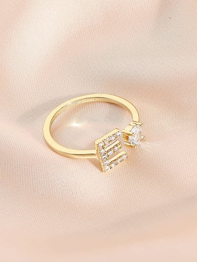 14k Gold e Brass Cubic Zirconia Letter Minimalist Band Ring