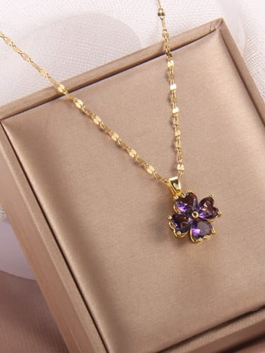 Brass Trend Cubic Zirconia  Can Rotary Flower Pendant Necklace