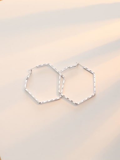 white K Copper  Hollow Geometric Minimalist Stud Trend Korean Fashion Earring