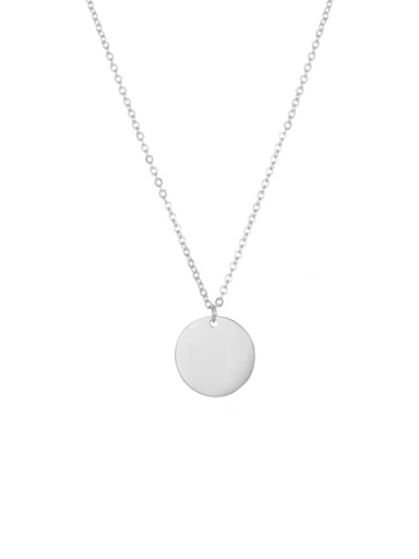 Steel color  15mm Stainless steel Round Minimalist Necklace