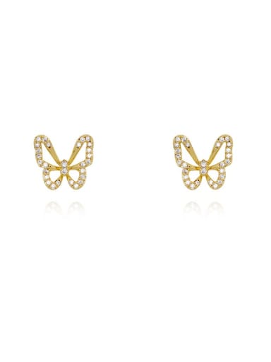 Copper Rhinestone Butterfly Cute Stud Trend Korean Fashion Earring