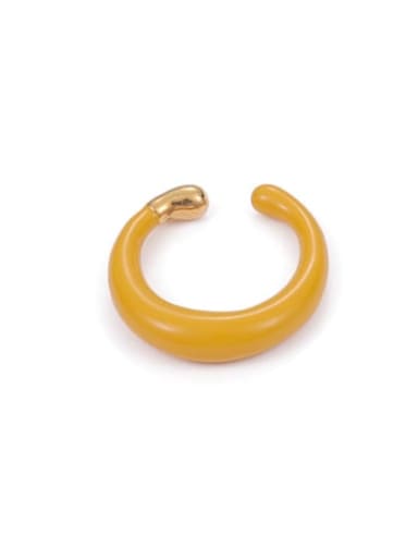 Yellow ring Brass Enamel Geometric Minimalist Band Ring
