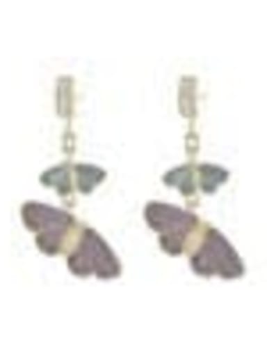Brass Cubic Zirconia Butterfly Dainty Drop Earring
