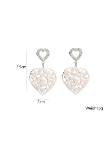 44376 Titanium Steel Hollow  Heart Minimalist Drop Earring
