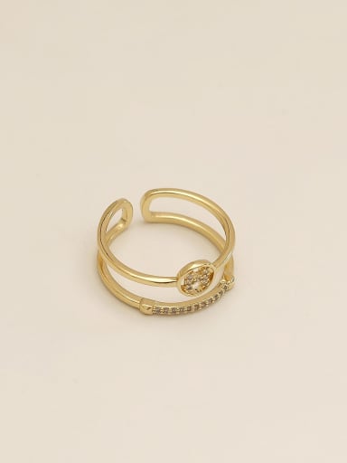 Brass Cubic Zirconia Geometric Vintage Band Fashion Ring