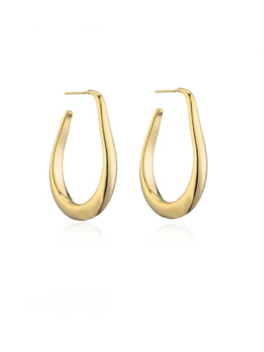 Brass Hollow  Geometric Minimalist Huggie Earring