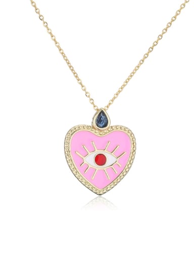 21293 Brass Rhinestone Enamel  Minimalist Heart Pendant Necklace