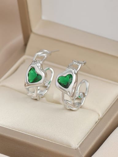 Steel green ED65912 Brass Cubic Zirconia Heart Dainty Stud Earring