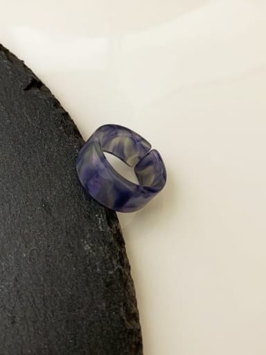 Dark blue opening halo dyed acrylic ring Resin Geometric Vintage Band Ring