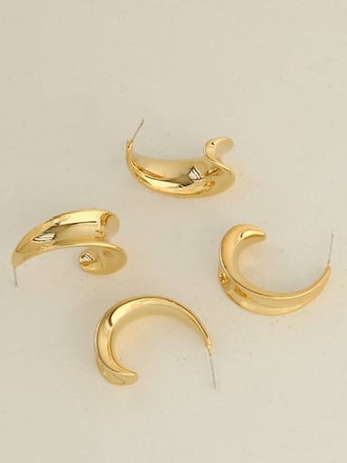 Brass Geometric Minimalist C shape Stud Earring