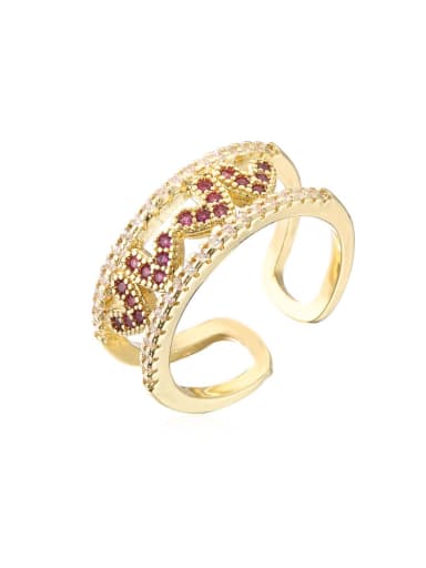 11564 Brass Cubic Zirconia Heart Trend Band Ring