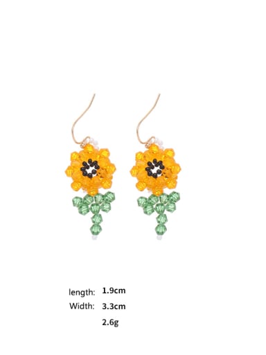 Brass Glass beads Flower Bohemia Clip Earring