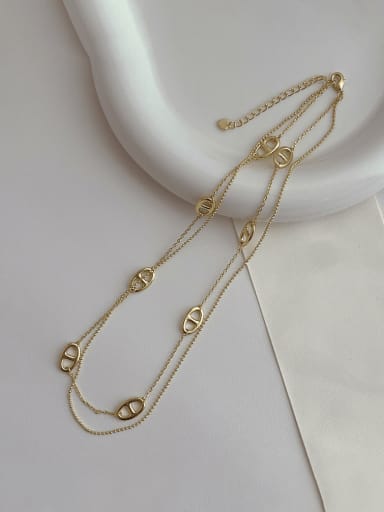 Brass Geometric Minimalist Multi Strand Necklace