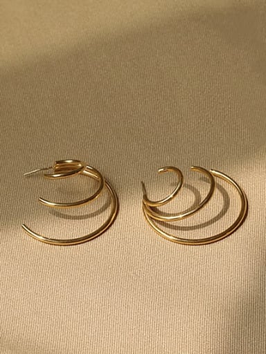Brass Geometric Vintage C-shaped big ear ring Hoop Earring