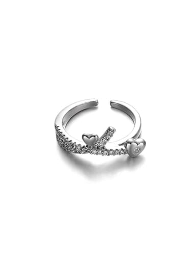 Love Ring Brass Cubic Zirconia Heart Vintage Band Ring