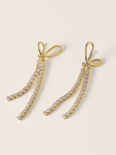 Brass Cubic Zirconia Tassel Vintage Threader Trend Korean Fashion Earring