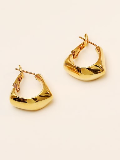 18K gold Brass Smooth Geometric Vintage Stud Trend Korean Fashion Earring