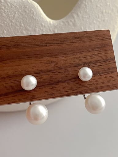 Q161 White Natural Pearl Earrings Brass Imitation Pearl Geometric Minimalist Hook Earring